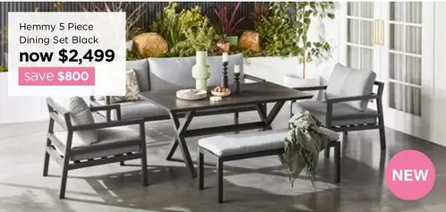 Hemmy - 5 Piece Dining Set Black offers at $2499 in Early Settler