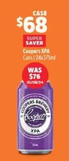 Coopers -  Xpa Cans | 24x375ml offers at $68 in BWS