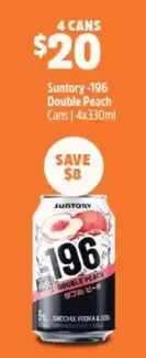 Suntory - 196 Double Peach Cans | 4x330ml offers at $20 in BWS