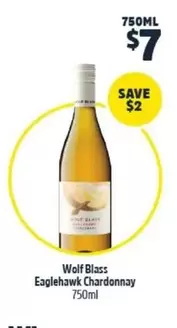 Wolf -  Blass Eaglehawk Chardonnay 750ml offers at $7 in BWS