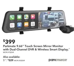 Parkmate - 9.66" Touch Screen Mirror Monitor With Dual-channel DVR & Wireless Smart Display offers at $399 in Harvey Norman