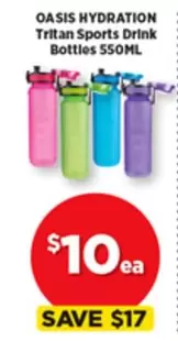 Oasis Hydration - Tritan Sports Drink Bottles 550ml offers at $10 in Spotlight