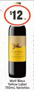 Wolf Blass - Yellow Label 750ml Varieties offers at $12 in IGA Liquor