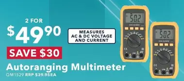 Autoranging Multimeter offers at $49.9 in Jaycar Electronics