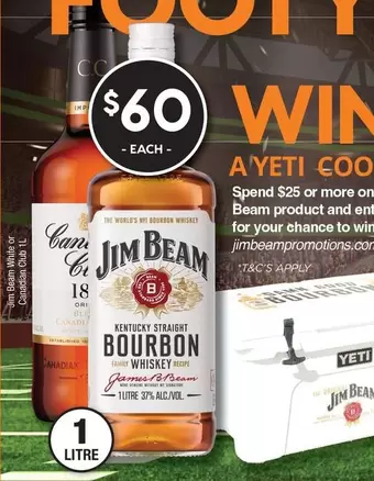 Jim Beam - White Or Canadian Club 1l offers at $60 in Super Cellars