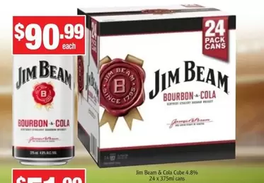 Jim Beam -  & Cola Cube 4.8% offers at $90.99 in Liquor Stax