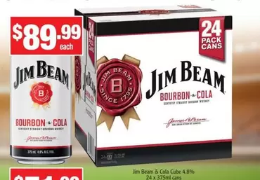 Jim Beam -  & Cola Cube 4.8% offers at $89.99 in Liquor Stax