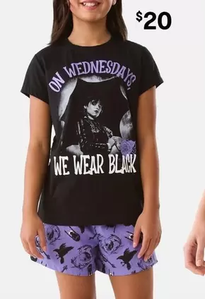 Addams Family Wednesday License Short Sleeves Pyjamas offers at $20 in Kmart