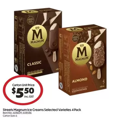 Streets - Sfreaks Magnum Ice Creams Selected Varieties 4 Pack offers at $5.5 in Campbells