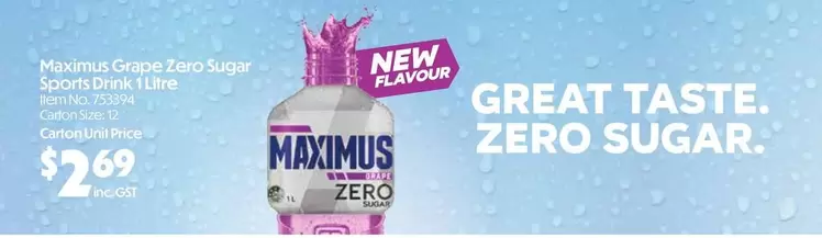 Maximus - Grape Zero Sugar Soapskin' 1 Litre offers at $2.69 in Campbells