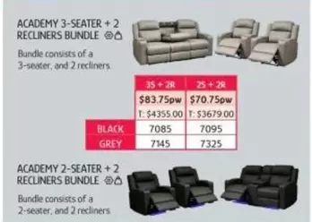 Academy 2-seater + 2 Recliners Bundle offers at $83.75 in Chrisco