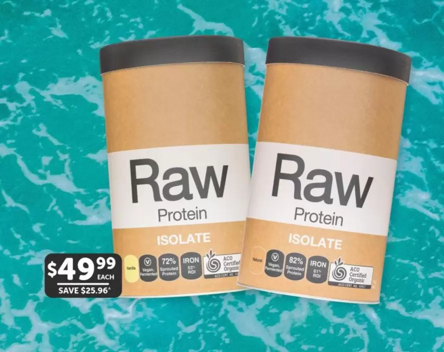 Raw - Protein Isolate Natural Or Vanilla 1kg offers at $49.99 in WHOLEHEALTH