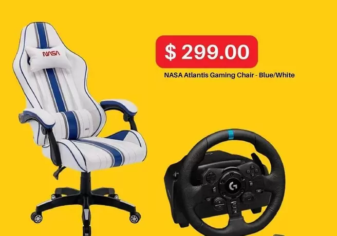 Nasa - Atlantis Gaming Chair - Blue/White offers at $299 in EB Games