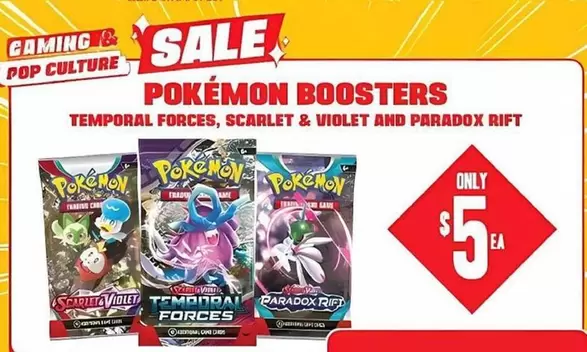 Pokemon - Boosters Temporal Forces, Scarlet & Violet And Paradox Rift offers at $5 in EB Games