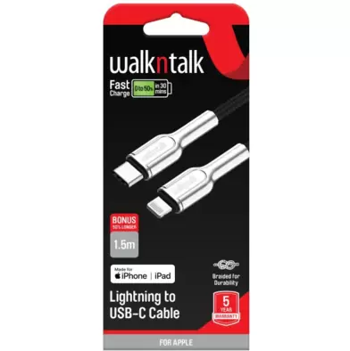 Walkntalk Fast Charge Lightning To USB-C Cable offers at $34.99 in Smokemart & Giftbox