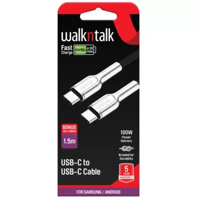 Walkntalk Fast Charge USB-C to USB-C 1m offers at $29.99 in Smokemart & Giftbox