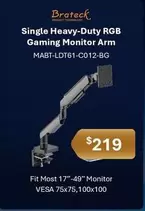 Brateck -  Single Heavy-Duty RGB Gaming Monitor Arm offers at $219 in Leader Computers