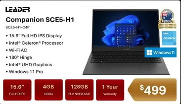 Leader - Companion Sce5-h1 15.6" Intel Celeron Processor 4gb 128gb  offers at $499 in Leader Computers