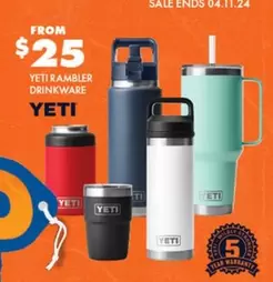 Yeti - Rambler Drinkware offers at $25 in BCF