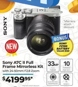 Sony - A7c Ii Full Frame Mirrorless Kit offers at $4199.95 in Ted's Cameras