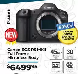 Canon - Eos R5 Mkii Full Frame Mirrorless Body offers at $6499.95 in Ted's Cameras