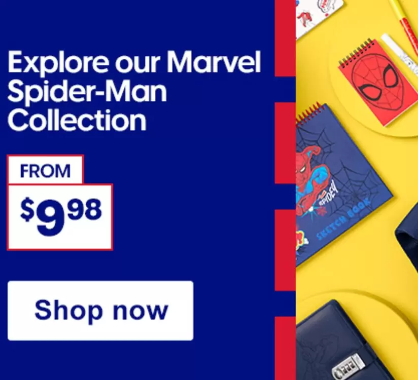 Explore Our Spider-Man Collection offers at $9.98 in Officeworks