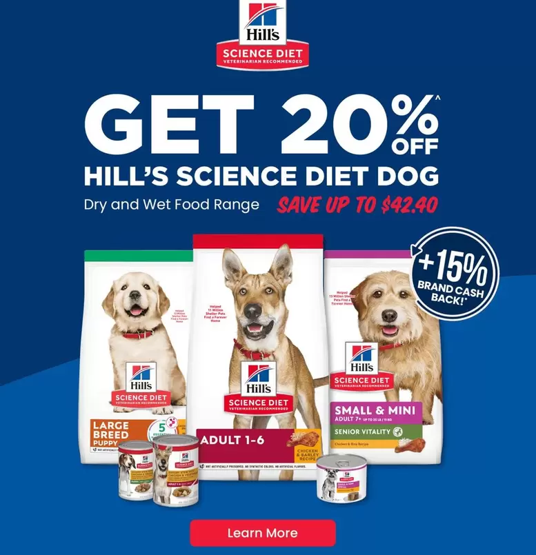 Hill's - Science Diet Dog Dry And Wet Food Range offers in PETstock