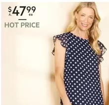 Kane Lamerton - Flutter Sleeve Spot Top offers at $47.99 in Harris Scarfe