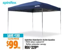 Spinifex - Standard II 3x3m Gazebo offers at $99 in Anaconda