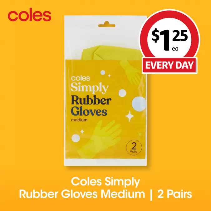 S B COLES SIMPLY RUBBER GLOVES MEDIUM offers in Coles