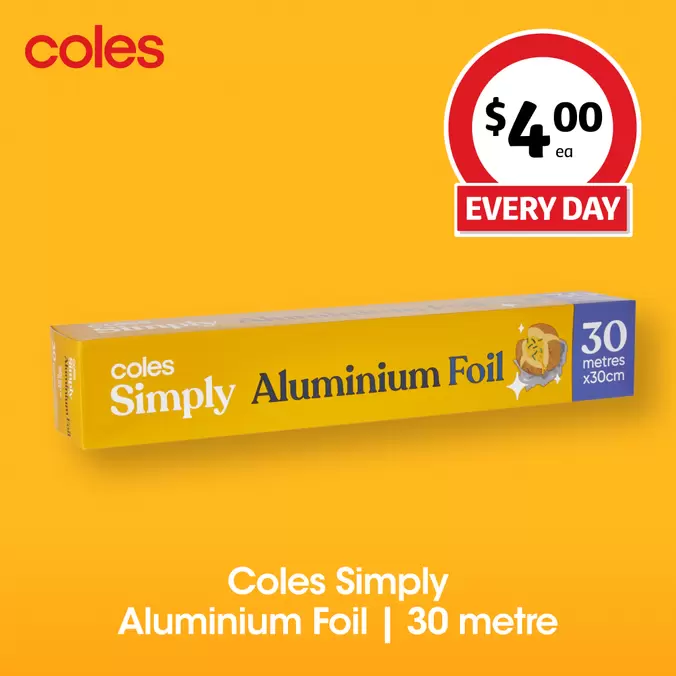 COLES SIMPLY ALUMINIUM FOIL 30 METRE offers in Coles