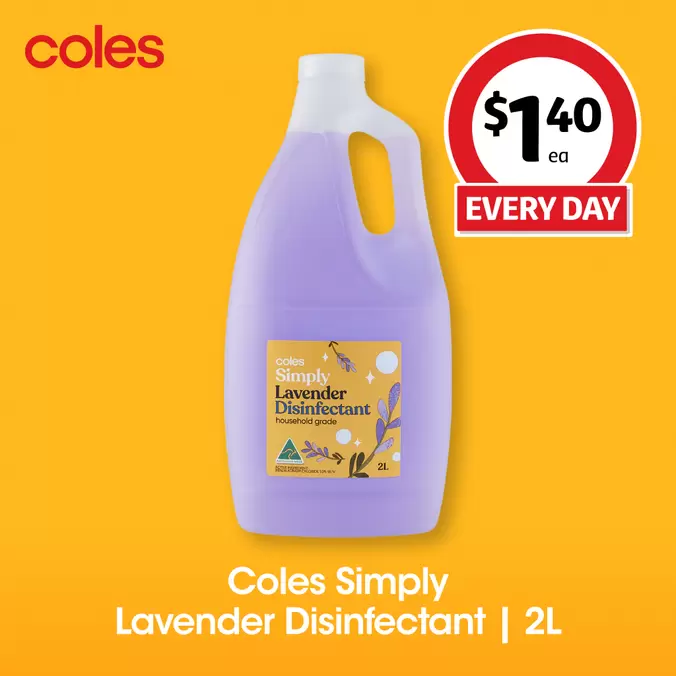 COLES SIMPLY LAVENDER DISINFECTANT offers in Coles