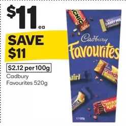 Cadbury - Favourites 520g offers at $11 in Woolworths