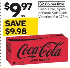 Coca Cola - Soft Drink offers at $9.97 in Woolworths