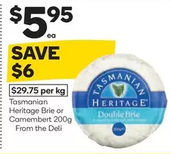 Heritage - Brie Or Camembert 200g offers at $5.95 in Woolworths