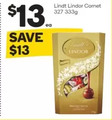 Lindt - Lindor Cornet 327 333g offers at $13 in Woolworths