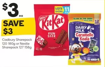 Cadbury - Sharepack 120 80g Or Nestly Sharepack 127g offers at $3 in Woolworths