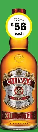 Chivas Regal - 12YO Blended Scotch Whisky offers at $56 in The Bottle-O