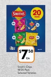 Smith's - Chips 18/20 Pack Selected Varieties offers at $7.5 in Foodworks