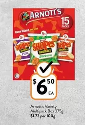 Arnott's -  Variety Multipack Box 375g offers at $6.5 in Foodworks