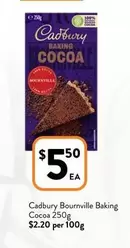 Cadbury -  Bournville Baking Cocoa 250g offers at $5.5 in Foodworks