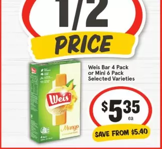 Weis - Bar 4 Pack or Mini 6 Pack Selected Varieties offers at $5.35 in IGA