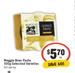 Maggie Beer -  Paste 100g Selected Varieties offers at $5.7 in IGA