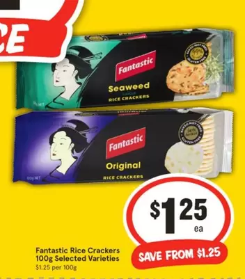 Fantastic - Rice Crackers 100g Selected Varieties offers at $1.25 in IGA