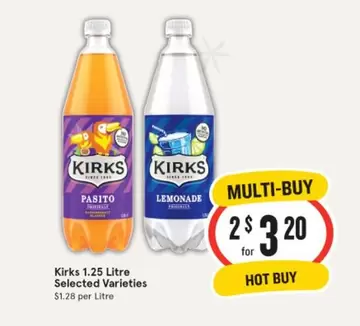 Kirks - 1.25 Litre Selected Varieties offers at $3.2 in IGA