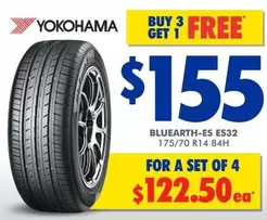 Yokohama - Bluearth-ES ES32 175/70 R14 84H offers at $155 in Bob Jane T-Marts