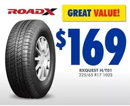 Roadx - Rxquest H/T01 225/65 R17 102S offers at $169 in Bob Jane T-Marts