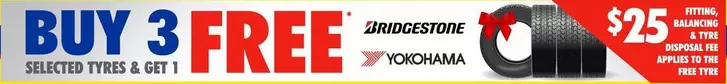 Buy 3 Selected Tyres & Get 1 Free  offers in Bob Jane T-Marts