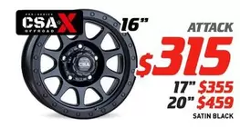 CSA Offroad - 16" Attack Satin Black offers at $315 in Bob Jane T-Marts