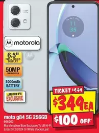 Motorola - Moto G84 5G 256GB offers at $349 in JB Hi Fi